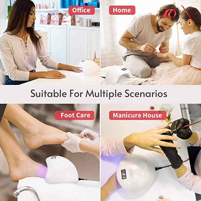 LED Nail Lamp, 48W Nail Dryer Gel Nail Polish Curing LED UV Light with 4 Timers Automatic Sensor LCD Display Professional Nail Art Tools Accessories for Fingernail Toenail Salon... - Image 5