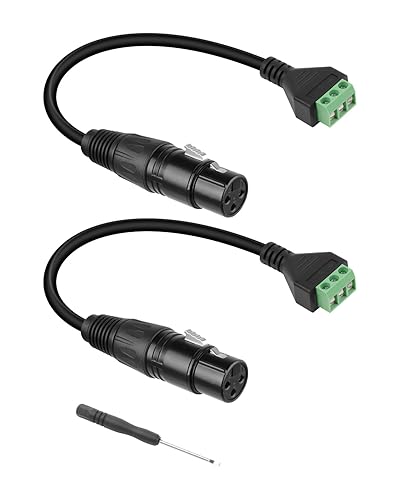 GELRHONR Paquete de 2 cables convertidores XLR hembra a 3 pines sin soldadura de 11.8 in, para micrófono de estudio, altavoces, grabación en vivo y