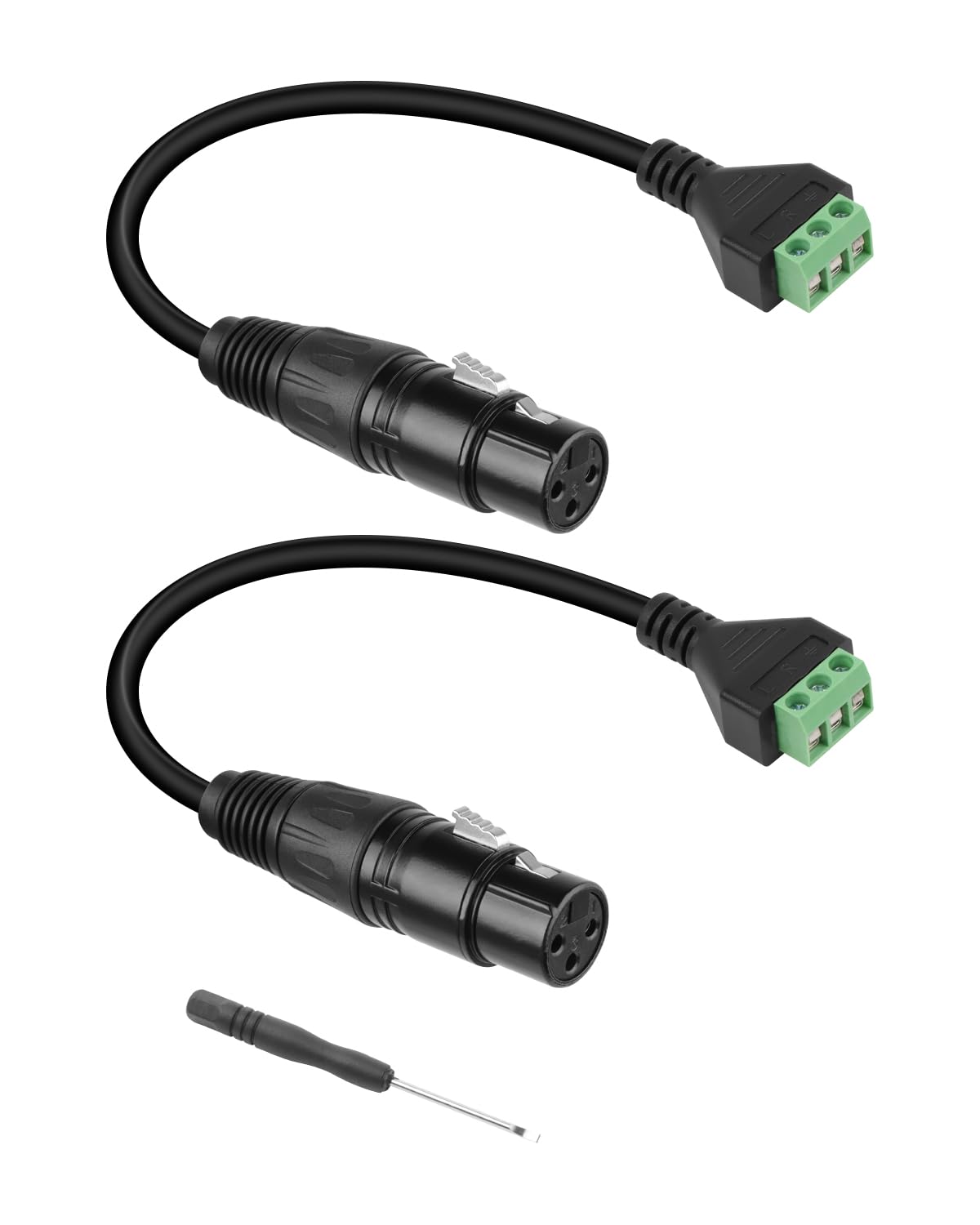 GELRHONR 2Pack XLR Female to 3 Pin Terminal Solderless Screw Converter Cable 30CM, for Studio Microphone,Speakers,Live Recording and Performance,DMX