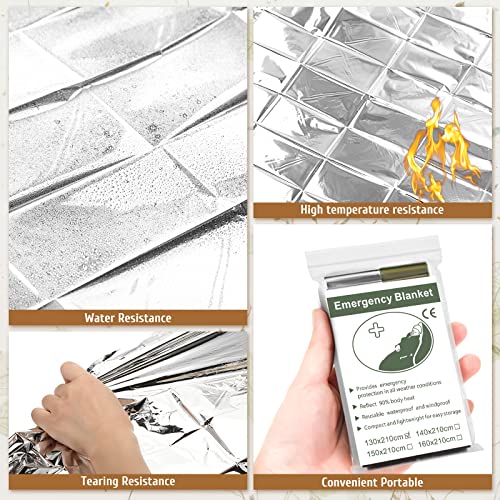 50 Pieces Emergency Mylar Thermal Blankets Space Blanket Survival Kit