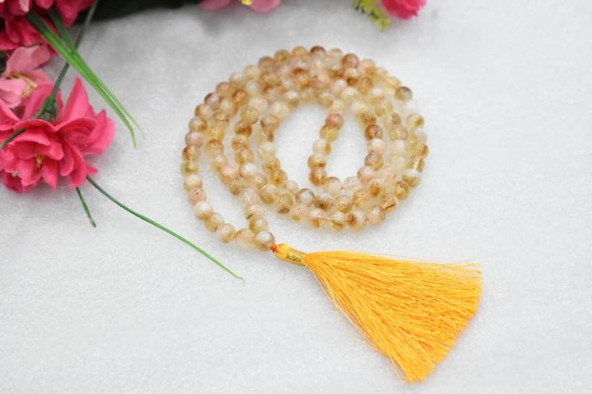 Natural Citrine 6MM Beaded Handmade Prayer Mala Necklace