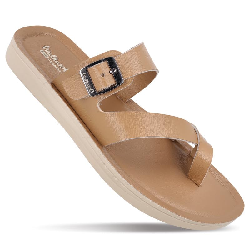 Image of WALKAROO Women Comfort Sandals|Adjustable Buckle Strap, Toe Loop Design, Soft Footbed, Lightweight Platform Sole|Casual Flats for office,Travel & all day use| WLR72048