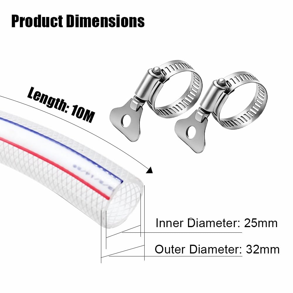 LOMUG Tuyau en PVC avec tissu flexible, haute pression, 25 mm de diamètre intérieur, 25 x 32 mm, longueur : 10 m