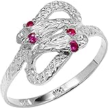  Petits Merveilles D\'amour - Bague Femme 9 CT Or Blanc Oxyde de Zirconium à Deux Têtes Serpent