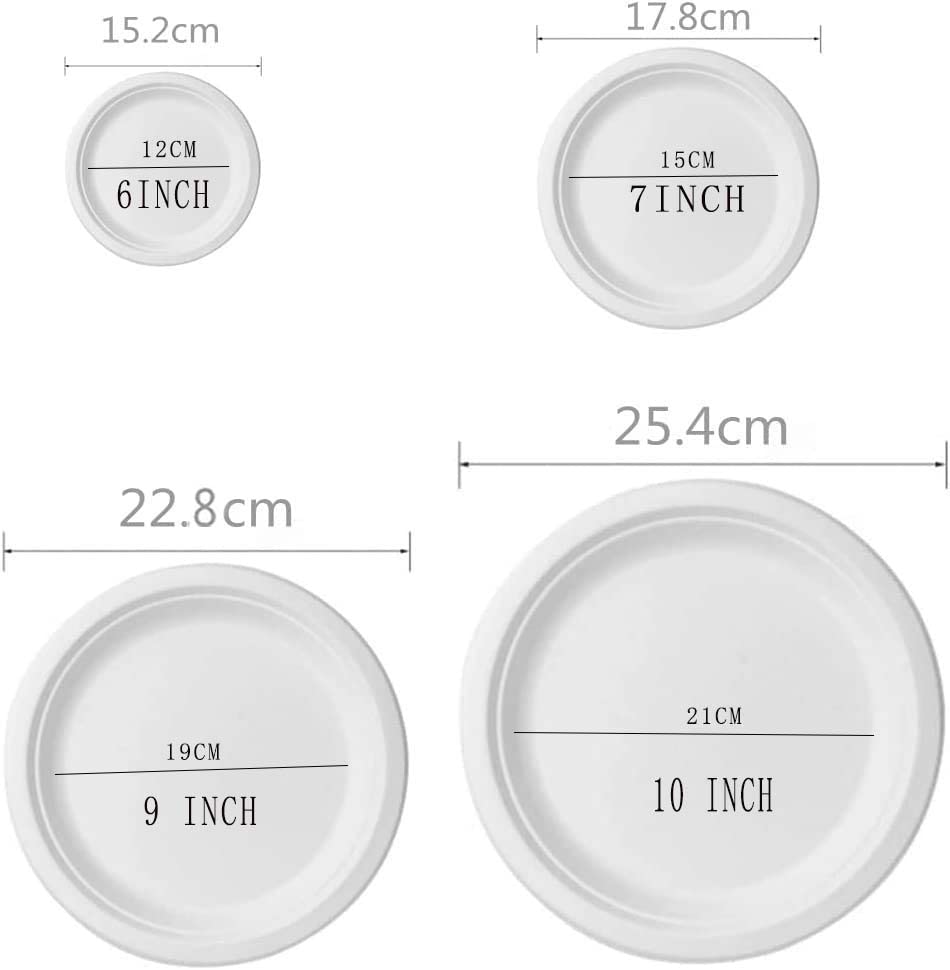 100 Piatti Di Carta In Fibra Di Canna Da Zucchero - 15.2cm, Biodegradabili, Compostabili, Per Microonde - Foto 3