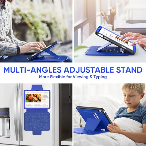 Image of SEYMAC stock iPad 10th Generation Case 10.9'', Strong Magnetic Auto Sleep Shockproof Case with Absorbing Multi-Angles Stand, Pen Holder, Card Slot for iPad 10.9 Inch 2022 (Blue)