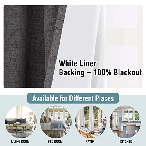 image for H.VERSAILTEX Linen Blackout Curtains 84 Inches Long 100% Absolutely Bl