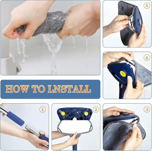 Image of 360 Rotating Triangle Cleaning Mop | Adjustable Long Handle Microfiber Flat Mop for Corner, Floor, Wall & Gap Cleaning | Tile, Kitchen, Bathroom, Ceiling & Home Cleaning | फर्श की सफाई के लिए