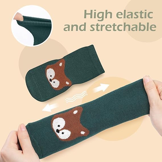 ZINLEY Baby Anti-Slip Cartoon Socks for Boys & Girls | Soft Cotton Non-Skid Socks with Grips for Infants & Toddlers | Breathable, Stretchable, Cute Animal Printed Baby Footwear (Cat Socks) 4
