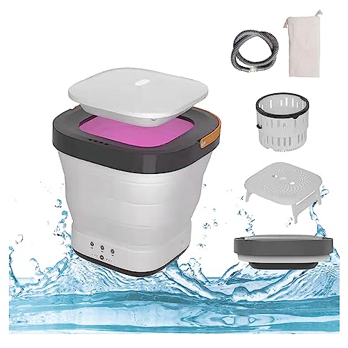 Portable Washing Machine and Dryer with 2 Modes Drying and UV, Portable Clothes Washer High Power,Retractable Drain Pipe for Underwear,Socks,Towels,Pink