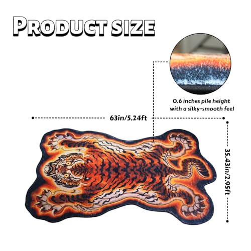 Tapete con diseño tigre tibetano 159x90 cm naranja miniatura 2