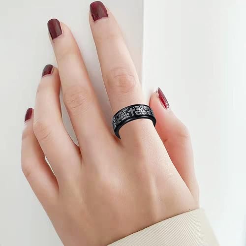 Miniatura 5 de yomlry Anillo de ansiedad para mujeres y hombres, anillo de cruz de oración cristiana, anillo de cruz giratorio de acero inoxidable para aliviar la