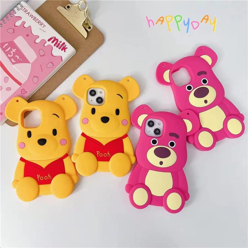 Image of COVERLY for iPhone 15 Pro Max Pooh Case 3D Cartoon Bear,Full Protective Winnie The Pooh Bee King Size Big Oversized Case Cute Soft Silicone Fashion Aesthetic Cover for Apple iPhone 15 Pro Max