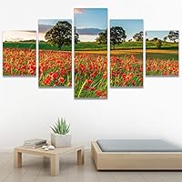 SIGNWIN 5 Panel Canvas Wall Art Modern Art Bohemian Bouquet Colorful Cool Floral Group Multicolor Photography Realism for Home Decorations Ready to Hang - 60