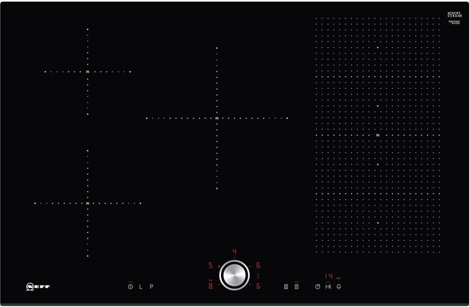 Neff N70 80cm 5 Zone Induction Hob With FlexInduction Zone and TwistPad Fire Control