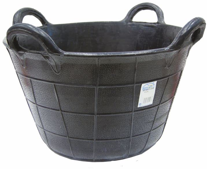 MERCATOOLS - Espuerta de Goma | 4 Asas | 40 L | Ø Boca: 49 cm | Ø Base: 32 cm | Altura: 36 cm | Peso 5 Kg | Plástico | Negro