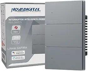 Interruptor Inteligente Zigbee Full Switch Sensação De Tecla Fisica Compativel com Alexa Google Home (3 Teclas)