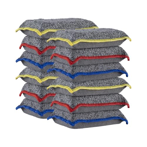Image of Miracle Microfiber Scrubbing Sponge, Extra Scrubbing Power Kitchen Sponge, Sink, Pot, Pan and Dish Washing, Super Absorbent and Rapid Drying, Multi-Grey 12-Pack by Superio