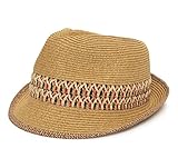 Funky Junque UPF50+ Adjustable Multicolor Woven Pattern Short Brim Fedora Hat