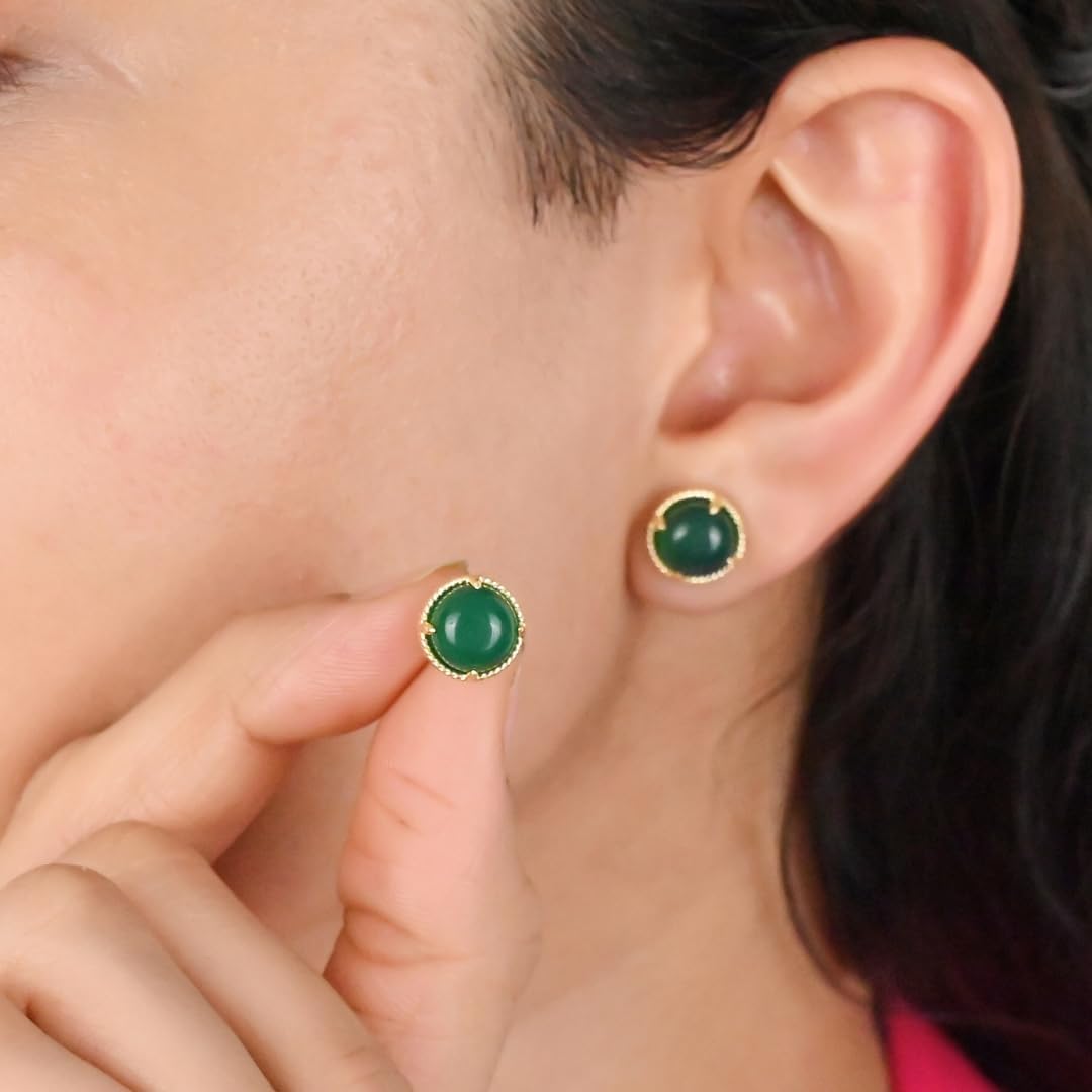 Gempires Natural Round Stud Earrings For Women Trendy Fashion Jewelry Hypoallergenic Gold Plated Dainty Post Earrings Everyday Wear - Image 2