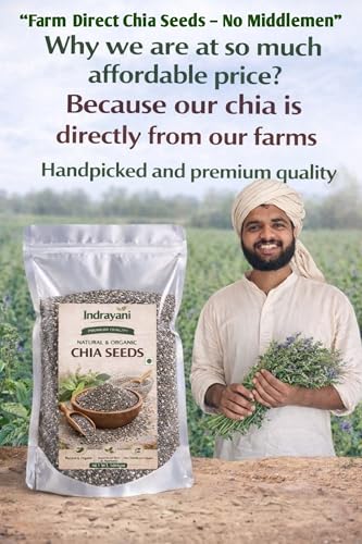 Image of Indrayani Organics Chia Seeds 500g | 100% Natural, Raw & Unprocessed | Rich in Fiber, Omega-3 & Protein | Superfood for Weight Loss & Energy