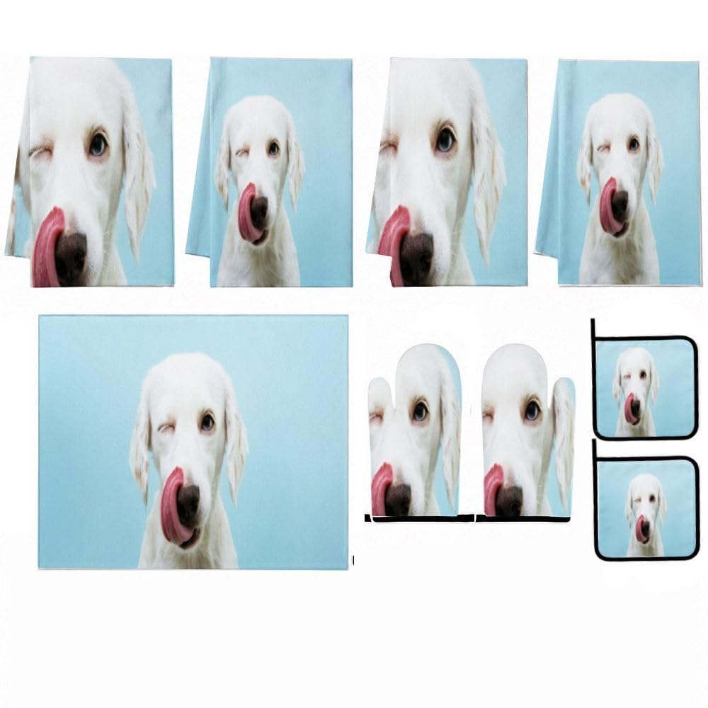 9PCS Cute White Dog1 Cucina Decor e Accessori Set