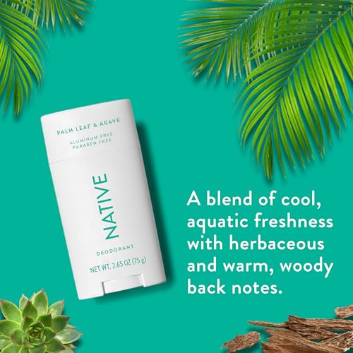 Image of Native Deodorant Contains Naturally Derived Ingredients, 72 Hour Odor Control, Deodorant for Women and Men, Aluminum Free, Palm Leaf & Agave 2.65oz