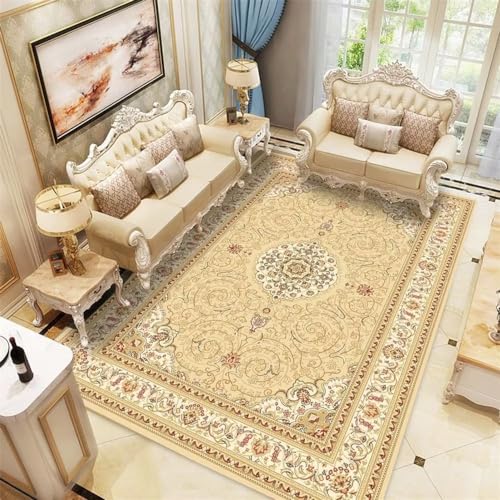 Tapis restaurant brun floral grand format 180x250cm durable