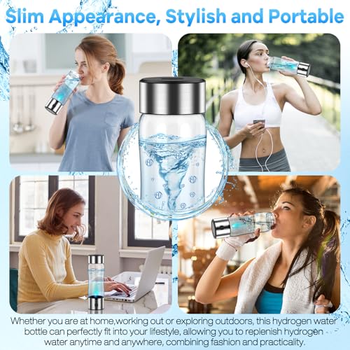 Hydrogen Water Bottle Generator – Produces Hydrogen Water Alternative to Hydrogen Water Tablets,3-Min Hydrogen Water, Inhalation & Drinking, Auto Clean, Slim & Portable for Travel, Gym, Office - Image 7