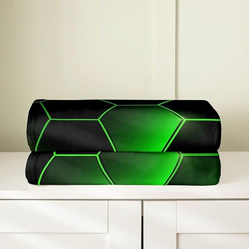 Miniatura 4 de Castle Fairy Manta de franela de panal verde, manta de felpa geométrica a rayas para cama, sofá o sillón para todas las estaciones, manta de cama