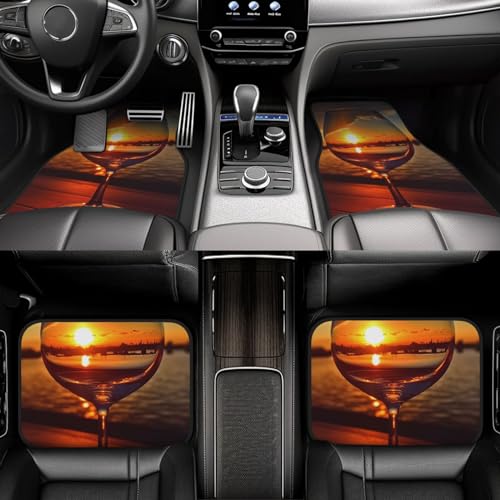 Tapis de sol voiture antidérapants et étanches avec motif coucher de soleil