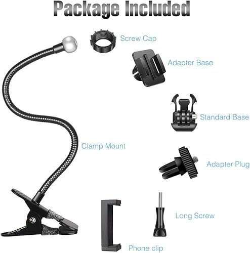 Miniatura 6 de Soporte de soporte para cámara web para teléfono, soporte de abrazadera de escritorio, soporte de brazo de cuello de cisne flexible de 27 pulgadas