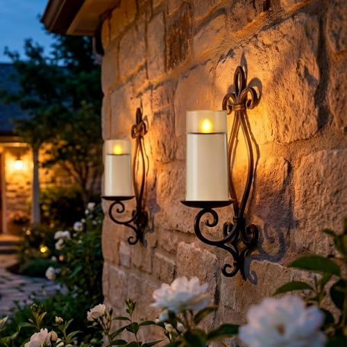 Image of Homemory Solar Candles Outdoor Waterproof, Flickering Flameless LED Candles with Dusk to Dawn Sensor, 3 inchx6 inch Solar Powered Candles for Outdoor Lanterns Patio Garden Yard Christmas Decorations, 2 Pack