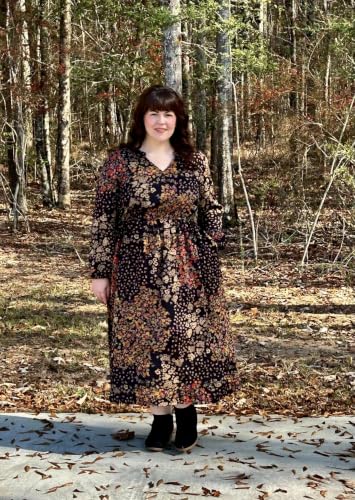 Image of TIYOMI Womens Plus Size Dresses Fall Long Sleeve Maxi Dresses V Neck Floral Spring Party Dress with Pockets XL-5XL (14W-28W)