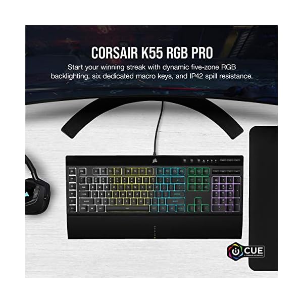 Corsair VOID ELITE RGB USB Gaming Headset - Black & K55 RGB PRO Wired Membrane Gaming Keyboard QWERTY, Black - Image 7