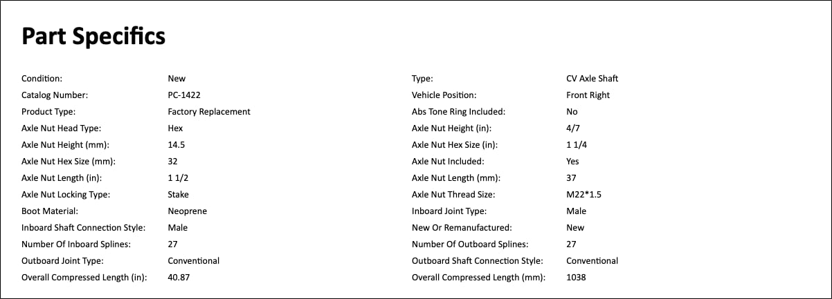 Amazon.com: Front Right/Passenger Side CV Axle Shaft Compatible