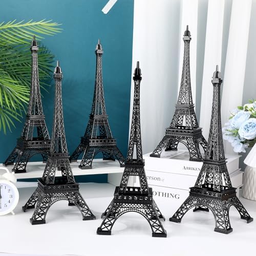 Therwen 6 Pcs 15'' Eiffel Tower Statue Decor Alloy Metal