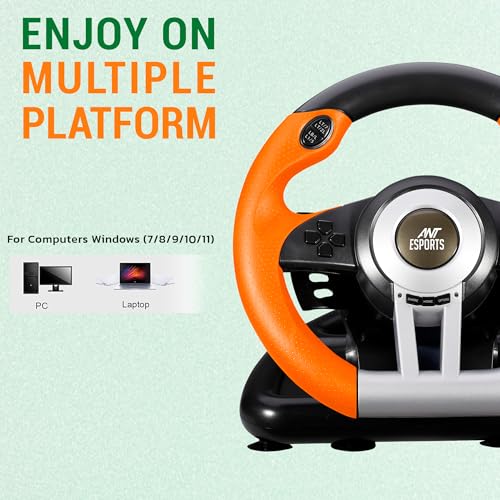 Image of Ant Esports GW V3 PC Steering Wheel 270 Degree Vibration Gaming Steering Wheel with Shifter and Pedal for PC, Xbox Series X|S, Xbox One.