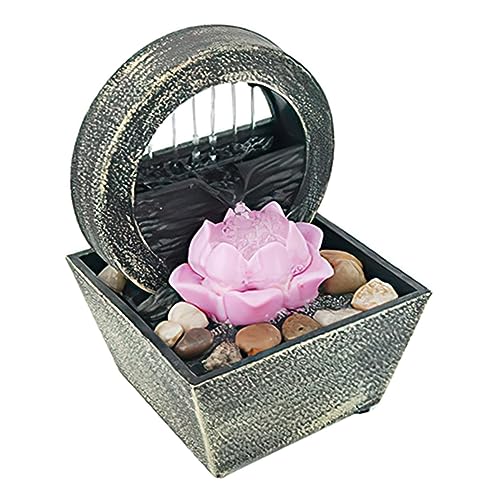 HAMPPLIES Fuente De Agua De Sobremesa Decorativa Eléctrica Pequeña, Adorno Zen Mini Cascada Continua, Diseño Moderno En Color Natural, Adecuado para Hogar, Oficina y Espacios Interiores, 1 Unidad