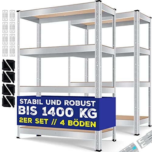 Keine Zeit muss ins Gewächshaus Garten Gärtner Hobbygärtner T-Shirt 4 MASKO® 2er-Set Lagerregal Schwerlastregal, Kellerregal, 160 x 80 x 40 cm, bis 700 kg belastbar, 4 verstellbare Ablagen, MDF-Platten Regal aus Metall, Steckregal, Werkstattregal, Keller, Garage Silber