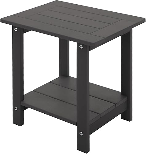 Vista 29 de Double Adirondack - Mesa auxiliar rectangular para exteriores, resistente a la intemperie, para silla Adirondack, color gris