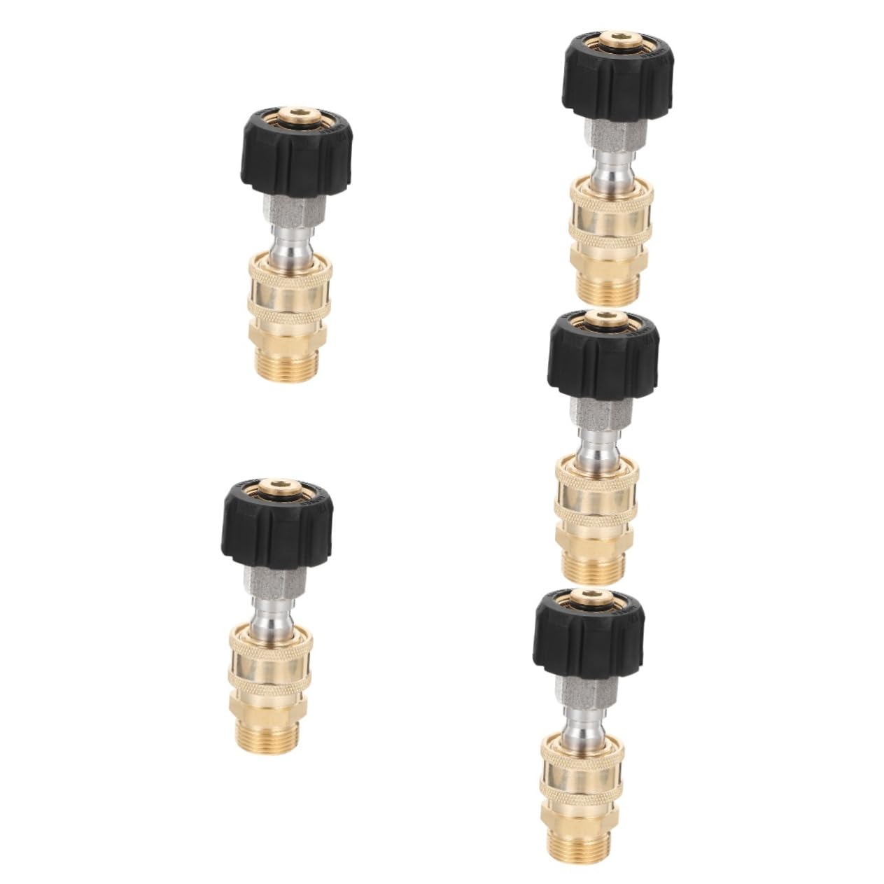 Abaodam 5 Juegos Adaptador arandela Alto Masculino Varita mágica enchufar conectar Consejos Fuerza guarniciones Conectores Manguera Jardin Accesorios de Limpieza para Coche latón Golden