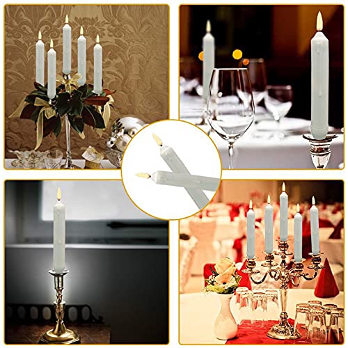 Image of Set of 24 Yellow Mini Battery Operated LED Taper Candles, Flameless Taper Candles for Wedding Decorations,Christmas, Thanksgiving -Batteries Not Included - White Body Pillar Candles
