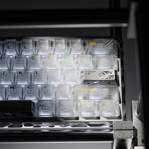 Image of XVX Aluminum Metal Silver Keycaps, 7Keys WASD+ESC+Enter+Space Keyboard Keycap, CNC Machined Hollow-Out Design, Cherry Profile, Compatible for MX Switches Mechanical Keyboard (Holy Beasts White Tiger )