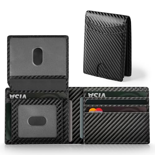 GNDR Wallet For Men RFID Blocking Black Leather Wallets Bifold Front Pocket Carbon Fiber Card Holder Mens Accessories