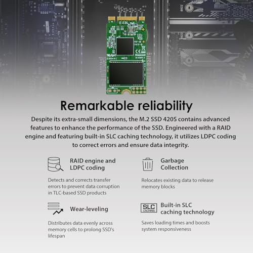 SSD interno MTS420S M.2 2242 SATA III 6 Gb/s da 480 GB, memoria 3D TLC NAND - TS480GMTS420S - Hdd - Immagine 6