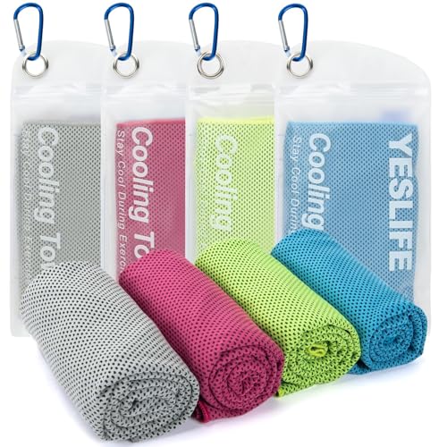 YESLIFE 4 Pack Cooling Towels 40'x12', Gym Towels for Men and Women, Soft Breathable Workout Towels...