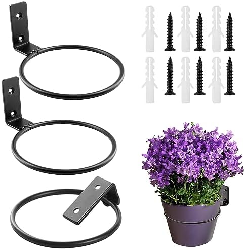 Jetisva 3pcs 6 Inch Wall Mounted Plant Pot Holder Ring Foldable Flower ...