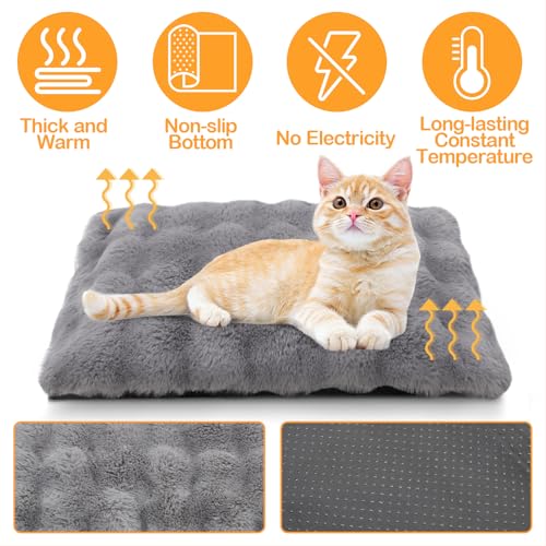 Wdmiya Selbstheizende Haustierdecke 60x45cm, Decke für Katzen & Hunde, Katzendecken Hundedecken Geräuschlos, Washbar Flauschig Selbstwärmende Thermodecke ohne Strom Kabel, Auto Haustier Decke(Grau, M)