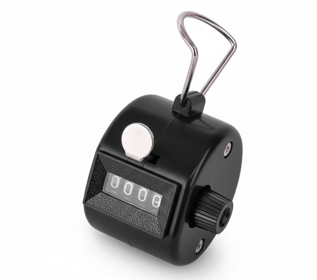 SPHTOEO Hand Tally Counter - 4 Digit Mechanical Clicker Counter for Knitting and Crochet - Handheld Lap, Pitch & People Counter with Finger Ring - No